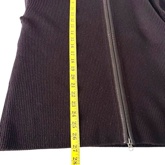 Cole Haan Mens Chocolate Brown Wool Cardigan Sweater XL Full Zip Leather Trim - Picture 7 of 10